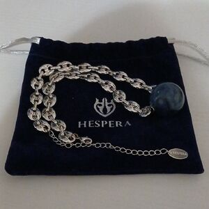 Hespera Silver Chain Necklace with Blue Pendant